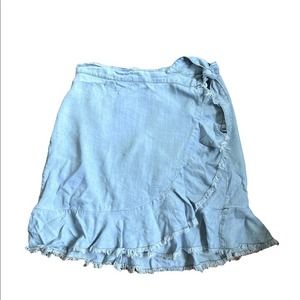 BB Dakota | Light Blue Demin Wrap Mini Skirt Frayed Hem size 6